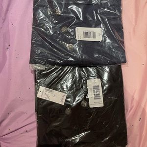 TWO PAIRS OF DRESS BARN SECRET AGENT TROUSERS WITH BUTTONS BLUE & BLACK SIZE 16